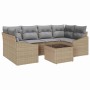 Conjunto de sofá de jardín 7 pcs Beige y gris 55 x 55 x 37 cm