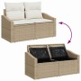 Conjunto de sofá de jardín 7 pcs Beige y Crema 55 x 55 x 37 cm