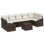Conjunto de sofá de jardín 8 pcs Marrón y crema 55 x 55 x 37 cm