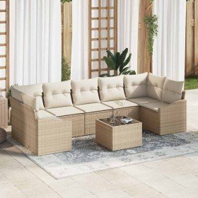 Conjunto de sofá de jardín 8 pcs Beige y Crema 55 x 55 x 37 cm