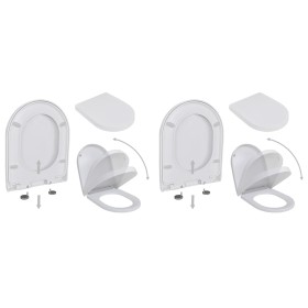 Toilet seats with lids soft close 2 pcs white plastic by vidaXL, Toilet and bidet seats - Ref: Foro24-275930, Price: 54,52 €,...