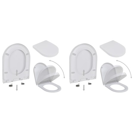 Toilet seats with lids soft close 2 pcs white plastic by vidaXL, Toilet and bidet seats - Ref: Foro24-275930, Price: 54,52 €,...