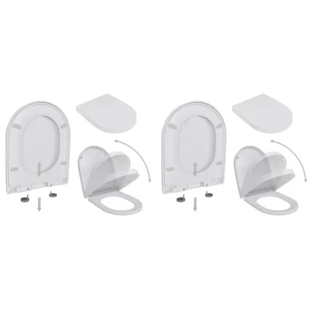 Toilet seats with lids soft close 2 pcs white plastic by vidaXL, Toilet and bidet seats - Ref: Foro24-275930, Price: 53,87 €,...