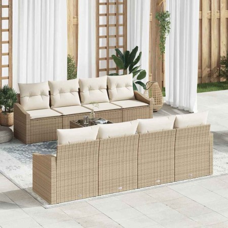 Conjunto de sofá de jardín 7 pcs Beige y Crema 55 x 55 x 37 cm