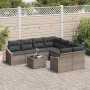 Conjunto de sofá de jardín con cojín 9 pcs Gris 55 x 55 x 37 cm