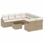 Conjunto de sofá de jardín 9 pcs Beige y Crema 55 x 55 x 37 cm