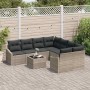 Conjunto de sofá de jardín 9 pcs Gris Claro y Gris Oscuro