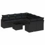 Conjunto de sofá de jardín Manual 9 pcs Negro 55 x 55 x 37 cm