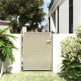 Puerta de valla de jardín acero gris inoxidable 100x125 cm
