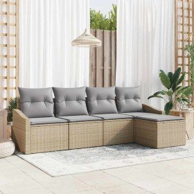 Conjunto de Comedor de Jardín 5 pcs Beige y Gris Claro