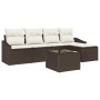 Conjunto de Comedor de Jardín con cojín 6 pcs Marrón y crema