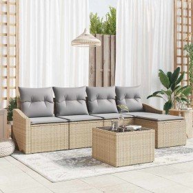 Conjunto de Comedor de Jardín 6 pcs Beige y Gris Claro Conjunto de Comedor de Jardín 6 pcs Beige y Gris Claro