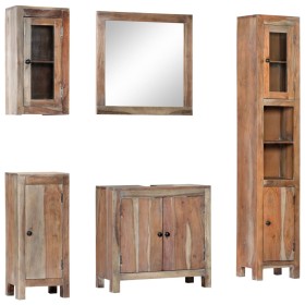 Juego de muebles de baño 5 piezas madera maciza de acacia