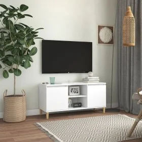 TV cabinet with solid wood legs white 103.5x35x50 cm by vidaXL, TV Furniture - Ref: Foro24-805959, Price: 75,79 €, Discount: %