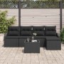 Conjunto de Comedor de Jardín con cojín 6 pcs Negro