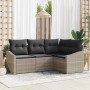 Conjunto de Comedor de Jardín con cojín 4 pcs Gris Claro