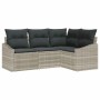 Conjunto de Comedor de Jardín con cojín 4 pcs Gris Claro