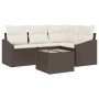 Conjunto de Comedor de Jardín con cojín 5 pcs Marrón y crema