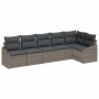 Conjunto de Comedor de Jardín con cojín 6 pcs Gris