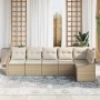 Conjunto de Comedor de Jardín con cojín 6 pcs Beige y Crema