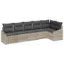 Conjunto de Comedor de Jardín con cojín 6 pcs Gris Claro