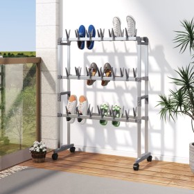 Schuhregal mit Rollen silber 66x27x100 cm von vidaXL, Schuhregale und Schuhorganisatoren - Ref: Foro24-344371, Preis: 53,08 €...
