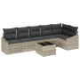 Conjunto de Comedor de Jardín con cojín 7 pcs Gris Claro