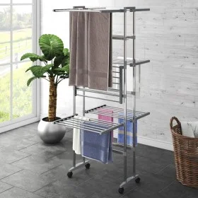 3-stufige Wäscheleine mit Rädern silber 60x70x129 cm von vidaXL, Wäscheleinen und Kleiderbügel - Ref: Foro24-344376, Preis: 8...