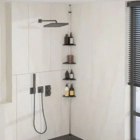 Telescopic shower corner shelf 4 shelves aluminum silver by vidaXL, Bathroom accessory mounts - Ref: Foro24-344382, Price: 25...