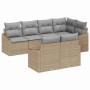 Conjunto de Comedor de Jardín 7 pcs Beige y Gris Claro
