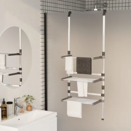 3-stufige Wäscheleine aus Aluminium von vidaXL, Wäscheleinen und Kleiderbügel - Ref: Foro24-344383, Preis: 44,70 €, Rabatt: %