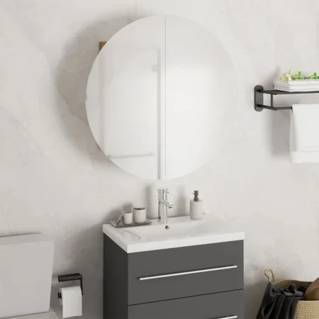 Bathroom cabinet with round mirror and LED oak 47x47x17.5 cm by vidaXL, bathroom vanities - Ref: Foro24-345586, Price: 168,09...
