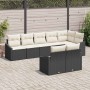 Conjunto de Comedor de Jardín con cojín 8 pcs Negro y crema