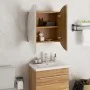 Bathroom cabinet with round mirror and LED oak 47x47x17.5 cm by vidaXL, bathroom vanities - Ref: Foro24-345586, Price: 168,09...