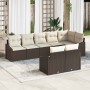 Conjunto de Comedor de Jardín con cojín 8 pcs Marrón y crema