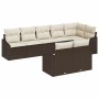 Conjunto de Comedor de Jardín con cojín 8 pcs Marrón y crema