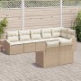 Conjunto de Comedor de Jardín con cojín 8 pcs Beige y Crema