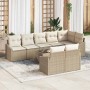 Conjunto de Comedor de Jardín con cojín 9 pcs Beige y Crema