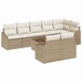 Conjunto de Comedor de Jardín con cojín 9 pcs Beige y Crema