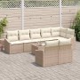 Conjunto de Comedor de Jardín con cojín 9 pcs Beige y Crema
