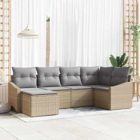 Conjunto de Comedor de Jardín 6 pcs Beige y Gris Claro