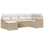 Conjunto de Comedor de Jardín con cojín 6 pcs Beige y Crema