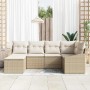Conjunto de Comedor de Jardín con cojín 6 pcs Beige y Crema