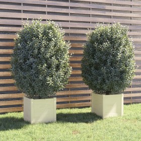 Jardineras 2 uds madera maciza de pino blanco 40x40x40 cm
