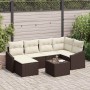 Conjunto de Comedor de Jardín con cojín 7 pcs Marrón y crema