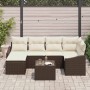 Conjunto de Comedor de Jardín con cojín 7 pcs Marrón y crema