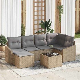 Conjunto de Comedor de Jardín 7 pcs Beige y Gris Claro Conjunto de Comedor de Jardín 7 pcs Beige y Gris Claro