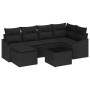 Conjunto de Comedor de Jardín con cojín 7 pcs Negro