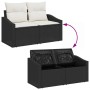 Conjunto de Comedor de Jardín con cojín 7 pcs Negro y crema