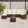 Conjunto de Comedor de Jardín con cojín 8 pcs Marrón y crema